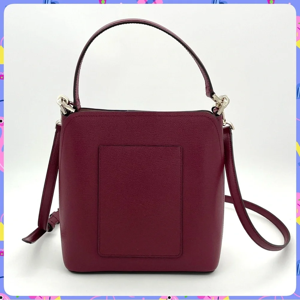 KATE SPADE Darcy Satchel Bucket Crossbody Bag Blackberry Burgundy Leather Purse